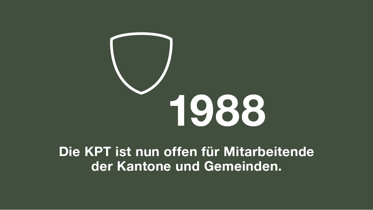 1988: Die KPT ist nun offen für Mitarbeitende der Kantone und Gemeinden